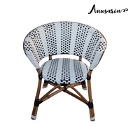 Anusarin Chillax Chair 02A Genuine Rattan Chair with woven PE Rattan in Black & White