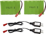 Blomiky 2 Pack 6V 900mAh AA Battery Pack with JST Plug and USB Charger Cable Suitable for New Huina 