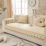 L Shape Sofa Cover Heart Jacquard 2/3/4 Seater Couch Cushion Mat Slipcovers for Living Room Anti-Slip Thicken Quilted Cotton Sofa Towel