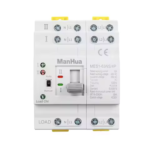 ManHua MES1-63NS/4P AC 400V 63A 4 Poles Mini Household ATS Dual Power Automatic Transfer Switch for 