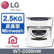 【問享低價】LG樂金 2.5公斤底座型迷你洗衣機 WT-D250HW WT-D250HB