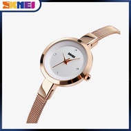 SKMEI นาฬิกาข้อมือแฟชั่นผู้หญิงนาฬิกาควอตซ์ Simlpe นาฬิกาข้อมือสเตนเลสสตีลคลาสสิกลำลองนาฬิกาข้อมือกันน้ำ1390