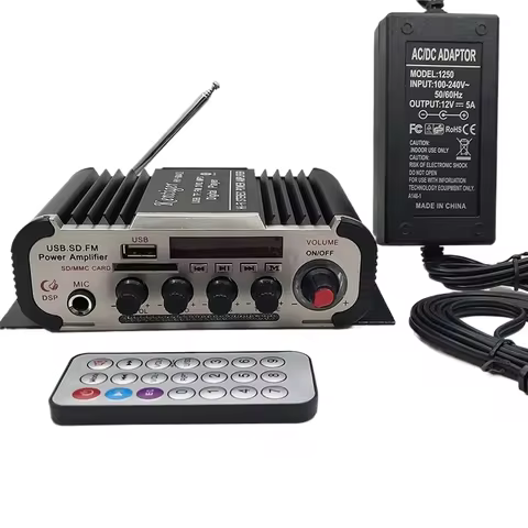 Support 6.5mm Mic 4.0 Channel Bluetooth Amplifier Home Theater With 12V5A Power & AV Cable USB SD FM