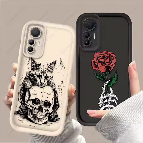 Creative Cat And Skull Case For Xiaomi Poco X6 X7 F5 F6 X5 X3 NFC F3 M6 Pro 4G Mi 13 12 11 Lite 5G 1