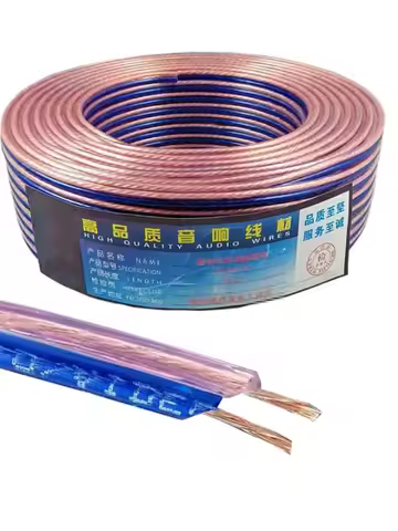 2x200 Core Transparent Speaker Cable, Car Audio Stereo Wire for Home Theater & Automotive Systems wi