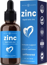 Liquid Zinc for Kids & Adults | Vegan, Pure Ionic Zinc Drops Enhanced with Vitamin C | Elemental Zin