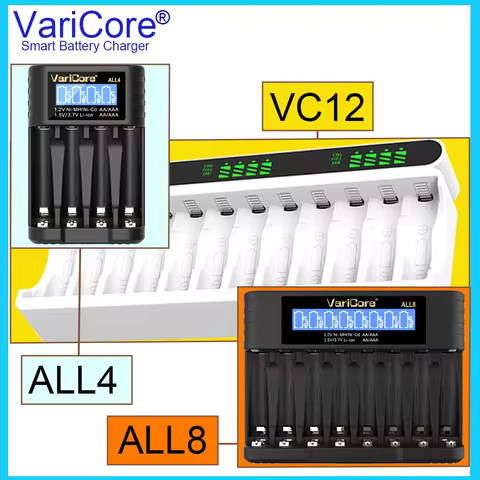 VariCore VC12 ALL4 ALL8 Multi slot intelligent battery charger for 1.2V 1.5V 3.7V Ni-MH NI-CD Li-ion