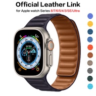 Leather Link For IWatch series 10 987654SE ultra Magnetic Loop strap iWatch 45mm 44mm series10 46mm 