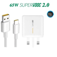 For OPPO Realme 65W Supervooc 2.0 Fast Charger Adapter 6.5A Type-C Cable  For OPPO A5i A5 Plus A6 Pr