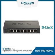 D-Link(ดีลิ้งค์) เน็ตเวิร์กสวิตช์ DGS-1100-08PV2 | 8-Port Gigabit PoE Smart Managed Switch