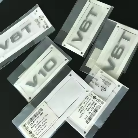 2PCS V6T V8T Emblem ABS 3D badge leaf label V10 V12 side label for Audi A4L A5 A6L A7 Q3 Q6 Q7 car l
