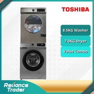 TOSHIB@ 8.5KG WASHING MACHINE & 7.0KG DRYER VALUE COMBO BH95SSK + H80SEMSK