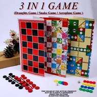 3 GAMES CHESS SET SNAKE GAMES / AEROPLANE / DRAUGHTS