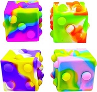 Raymond Geddes Pop ‘n’ Dice Fidget Cube Toys (12 per Bag) - 6 Sided Pop it Fidget Toys Pack - Fidget Squishy Toys in 4 Tie Dye Colors