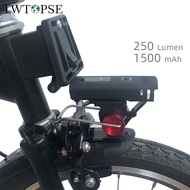 1130TWTOPSE Cycling Smart Bike Bicycle Lights With Holder Rack For Brompton Folding Bike Bicycle Head Front Light Lamp USB 3SIXTY PIKES Dahon 412 P8 Fnhon V Brake 1500MAH LED Lamp