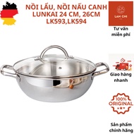 LUNKAI stainless steel hot pot 24 cm, 26 cm, LUNKAI stainless steel pot, LUNKAI two-handle soup pot,
