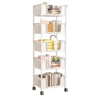 Trolley Rack Kitchen Floor Bedroom Multi-Layer Storage Rack Movable Simple Bookshelf with Wheels Article Storage Shelf