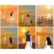 RUOPOTY 60x75cm/50x65cm/40x50cm Frame Painting By Numbers On Canvas Sunset Scenery Picture Drawing N