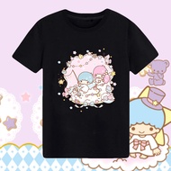 Littletwinstars Gemini Joint Cartoon Related Short Sleeve T-shirt Soft Girl Student Loose Couple Out