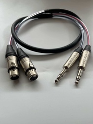 สายXLRเมีย2-TRS2 แบบบชุด L/R ทำจากสายมัลติคอร์2คอร์ของDynacomหัวของLidgeทั้งชุด