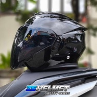 GILLE FF005 VISAGE Motorcycle Helmet (Black) Half Face - Dual Visor