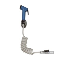 Jet shower set head package biru blue spiral hose telephone/ + stop faucet FV01