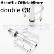 Aceoffix Bike Pedals For Folding Bicycle Double Quick Release QR Pedal CNC Steel Axis Bearing PD069CR