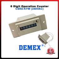 Demex 6 Digit Operation Counter, 240VAC