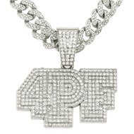Full Diamond Hip-Hop 4PF Swearing Necklace Street Wear Spoof Big Butterfly Buckle Cuban Chain Funny 