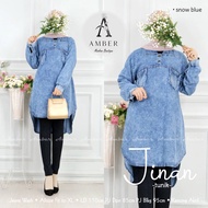 JINAN Tunik Jeans Wanita Terbaru Kekinian Murah Berkualitas Trend- Atasan Baju Top Panjang Cewek Per
