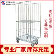 J-H/Logistics Trolley Turnover Trolley Cage Cart Supply Semi-Enclosed Folding Metal Cage Cart Logist