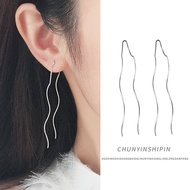 Earrings Tassel All-Match s925 Sterling Silver Classy Earrings Female Wave Earrings Jewelry Corrugat