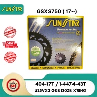 Sprocket Set Kit Sunstar GSXS750 17~ (525VX3 XRing and Sunstar Sprocket) Spocket DID