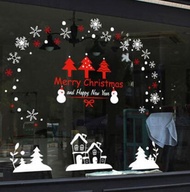 Christmas house door sticker Christmas tree gift window glass sticker Christmas snowflake