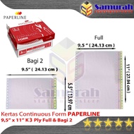 Paperline Continuous Form Paper 9.5 x 11 K3 W Full 3 PLY NCR 9.5 x 11/2 K3 W PRS (Color for 2)