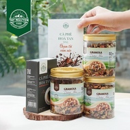 Combo 3 Granola Dưỡng Nhan sấy mật ong không đường kèm Cà phê sữa và Cà phê đen Tây Nguyên Food - Vi