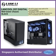 LIAN LI LANCOOL 207 Digital 6”LCD Medium Desktop Case Mesh Tempered Glass Incl 4 Fans M-ATX sized ca