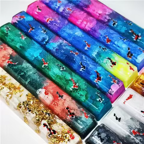 ECHOME Koi Fish Spacebar Keycaps 6.25U Custom Resin DIY OEM Spacebar Keycaps MX Switch Translucent K
