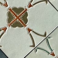 Keceramics Handmade Ceramic Tile Melaka Pattern 5 (15.5 x 15.5 x 1 cm) Antique Heritage Wall Decorat