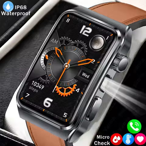 New Micro-check Smartwatch Men Women IP68 Waterproof Heart Rate Blood Oxygen Flashlight Female Healt