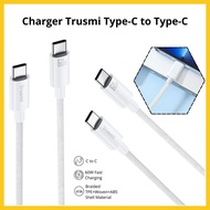 Charger Trusmi CA55-03 Type-C to Type-C 60W Adapter C Power Delivery High Speed Charging - GP MALL