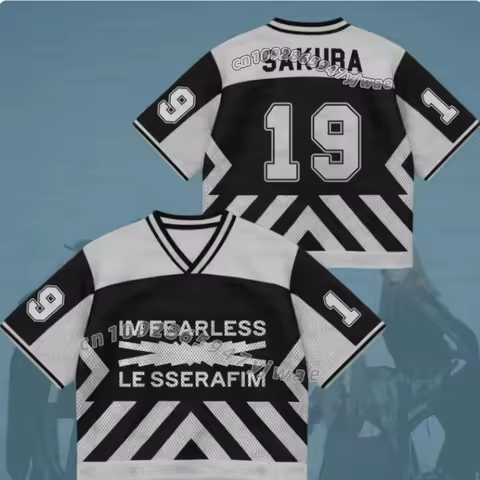 26 Women Le Sserafim Im Fearless Mixed MeshJersey Gift For Fans Mesh Football Jersey V-Neck Jersey,S