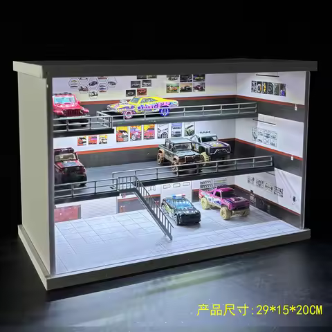 1:64 Scale Car Garage Diorama Models Parking Building Storage Display Scene Miniatures Garage Buildi