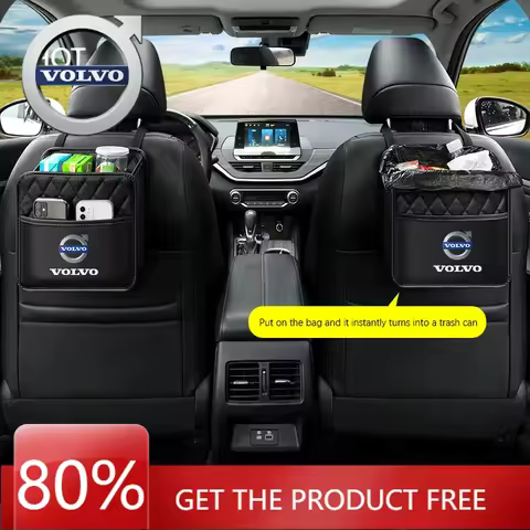 Emblems 2026 New For Volvo Car Seat Storage Bag Multi Functional Garbage Box For Volvo XC90 V90 V60
