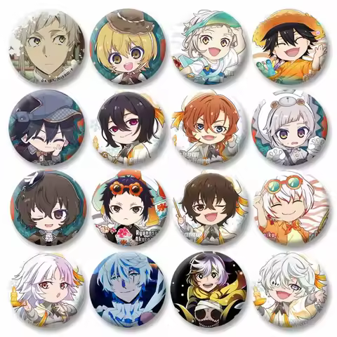 Anime Chracter Button Pins Osamu Dazai Ryunosuke Akutagawa Nakahara Chuya Cartoon Badge Pin Tinplate