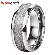 468mm Tungsten Rings for Men Meteorite Inlay Womens Ring Wedding Domed Band Polished Shiny Confort F