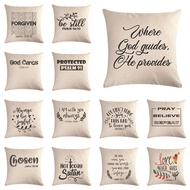 45*45cm Bible Verse Linen Throw Pillow Cover Car Cushion Cover Home Decorative Pillowcase