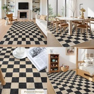 Washable Checkered Area Rug 6x9, Non-slip Soft Rug For Bedroom And Living Room, Neutral Farmhouse St