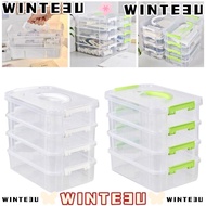 WINTE3U 1Pcs Makeup Organizer Box, 4 Layers Transparent Desk Storage Organizer, Drawer Table Stackab