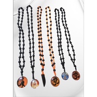 Bahubali Lion Nail Round Shape Beads Mala Necklace Black Tone Fibre Pendant For Unisex/hangman,divan